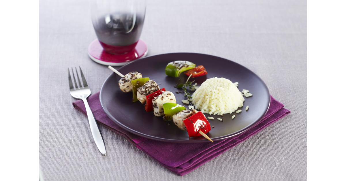 Brochettes de volaille aux poivrons