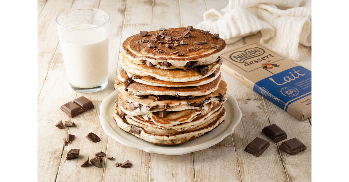Pancakes aux pépites de chocolat au lait