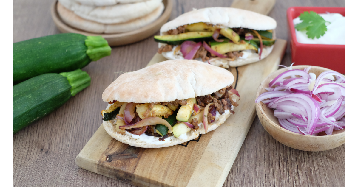Pain pita boeuf légumes fromage frais au air fryer