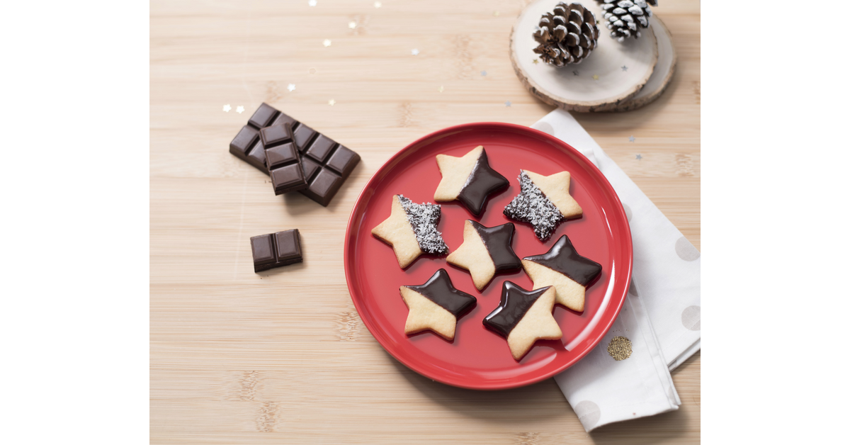 Petits sablés de Noël chocolat noix de coco