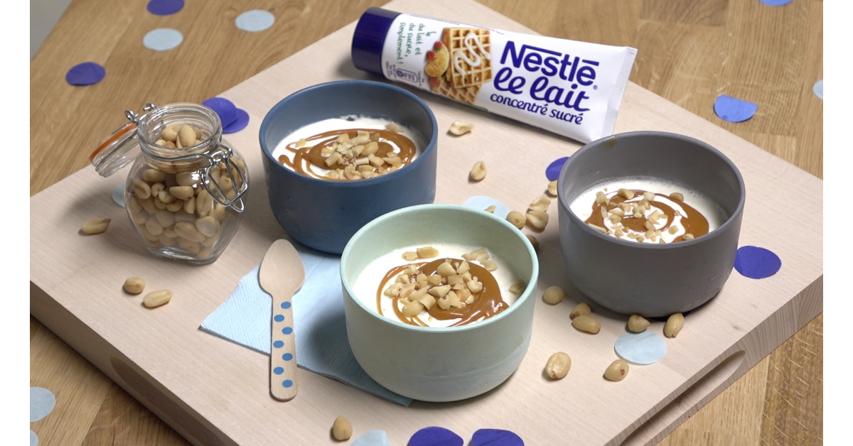 Glace au lait caramel et cacahuètes