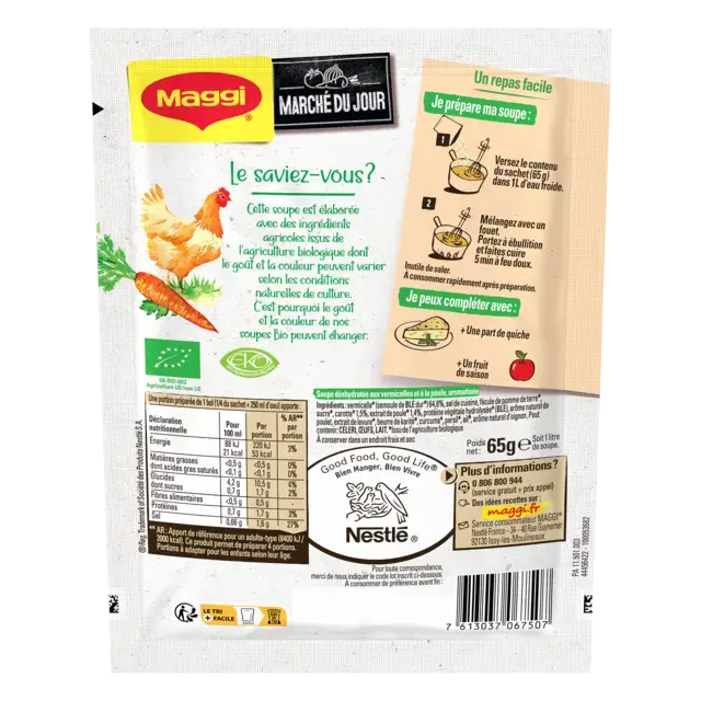 MAGGI BIO Soupe Bouillon Poule Vermicelle 65g