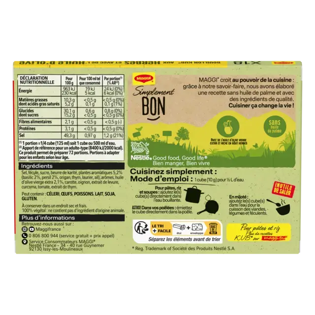 MAGGI Bouillon H Herbs And Olive Oil Carton 20x180g FR
