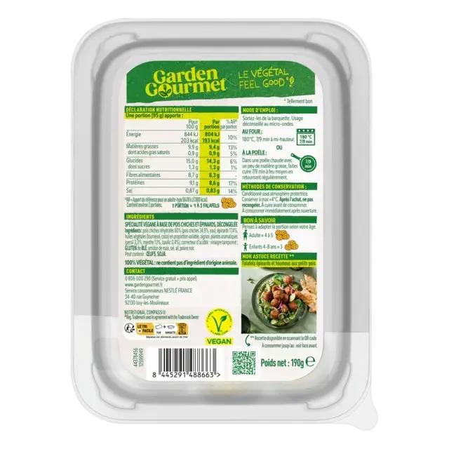 GARDEN GOURMET Falafel Epinards 190g