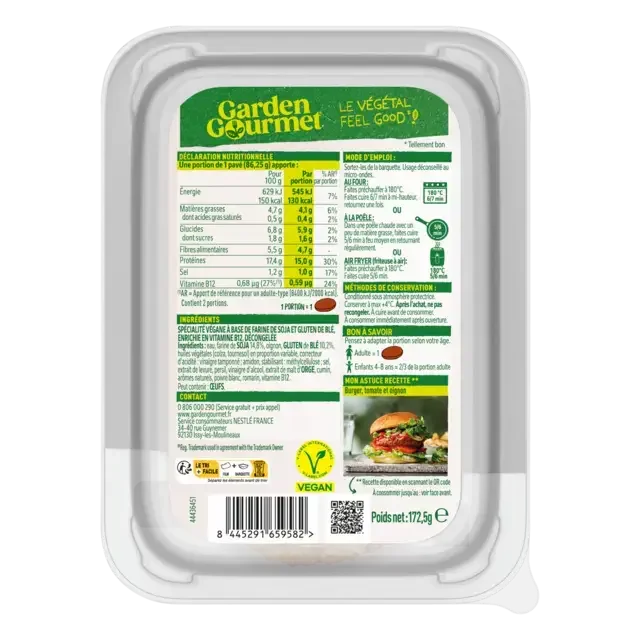 GARDEN GOURMET Le Classique Soja et Blé 172.5g