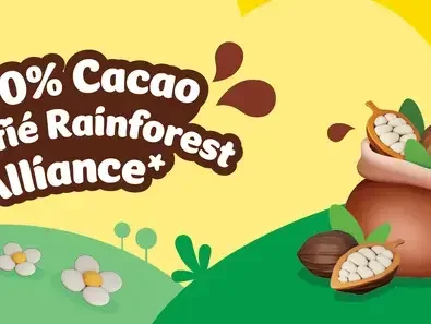 Nestlé Contribue à améliorer la vie des producteurs de cacao en achetant une quantité de cacao certifié Rainforest Alliance é