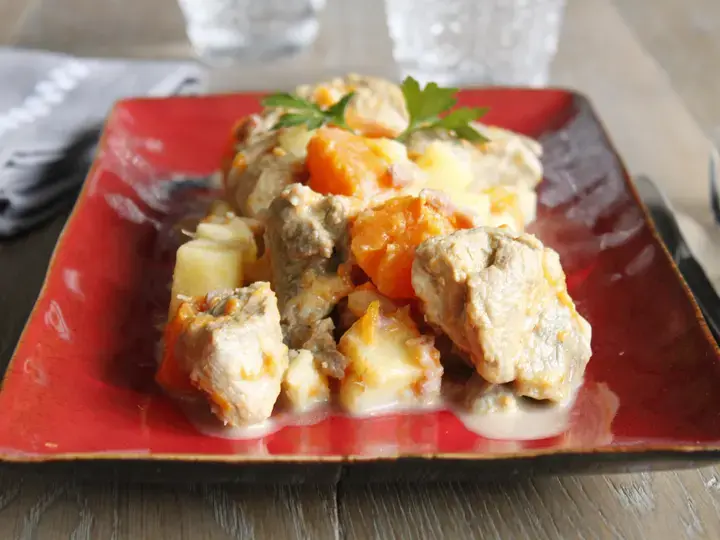 Sauté de porc potiron lardons panais