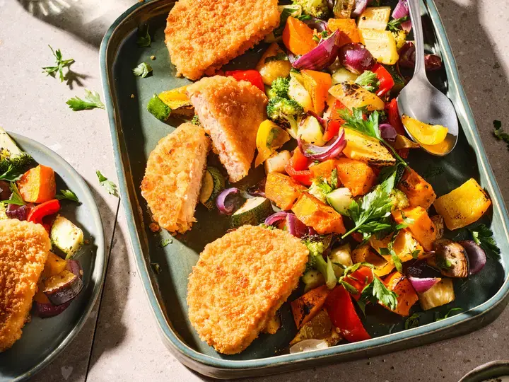 Bol de légumes rôtis au cordon bleu