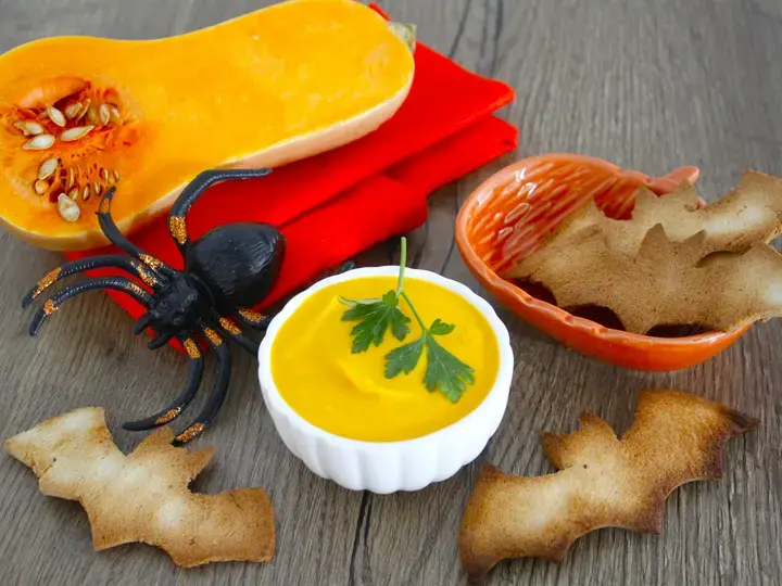 Chauve souris croustillantes et compotée de butternut miel cannelle