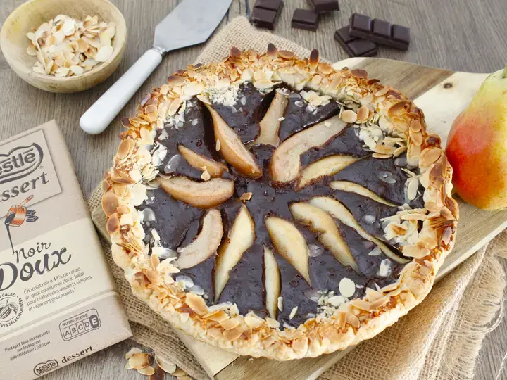 Tarte aux poires et chocolat noir doux