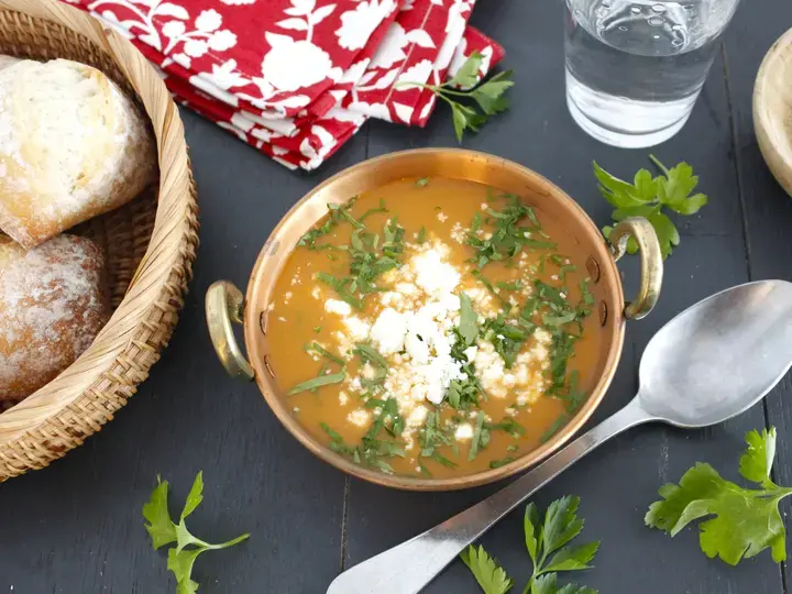 Soupe de poisson feta et persil