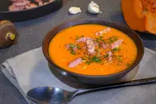 Soupe de courge aux lardons