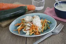 Saint Jacques sur fondue de légumes au lait de coco