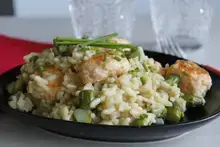 Risotto d'asperges aux boulettes de saumon