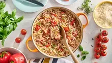 Riz pilaf aux tomates cerises et jambon