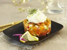 Tartare aux deux saumons chantilly à l'aneth