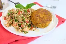 Pavés gourmands Courgettes Fromage, taboulé de quinoa