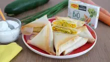 Samossas de légumes et sauce au fromage blanc ciboulette