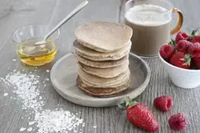 Pancakes à l'avoine, farine complète, miel et Ricoré