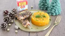 Brochettes de saumon panées aux graines et purée de butternut