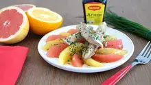 Salade pamplemousse orange aux maquereaux et vinaigrette à l'Arome
