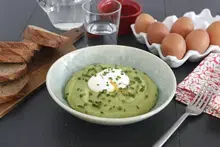 Purée de pommes de terre, petits pois végétarienne et oeuf poché anti-gaspi