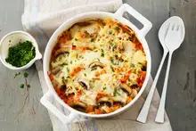 Gratin de lieu aux carottes et champignons