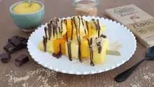 Brochettes mangue ananas au chocolat noir