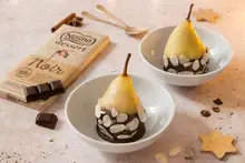 Poires enrobées chocolat & amandes