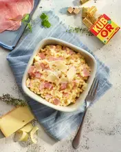 Pâtes coquillettes au jambon façon risotto