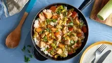 Poêlée de poulet, riz et légumes à la forestière