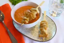 Brochettes d'Emincés de soja, purée de poivrons libanaise Cookéo
