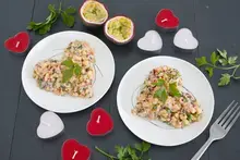 Coeur de tartare de saumon au coulis de la passion Saint Valentin