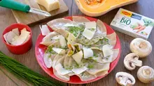Ravioles au butternut et champignons