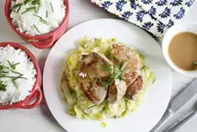 Noisettes de veau et compotée de poireaux