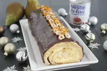 Bûche aux poires crème à l'orange au lait concentré