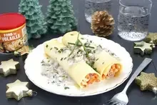Canneloni aux 2 saumons sauce aux pleurotes