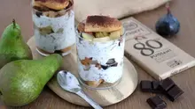 Tiramisu léger poire figue et chocolat 80%
