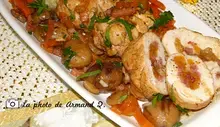 Paupiettes de dinde aux fruits secs sauce aux marrons et bacon