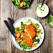 Panée soja et salade de pommes de terre