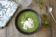 Velouté de courgette et granité de chèvre