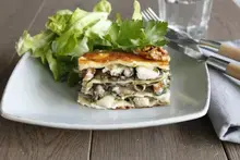 Lasagnes aux champignons, gorgonzola et noix