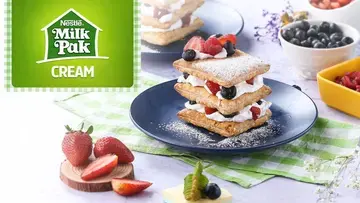 napolean with cream and berries