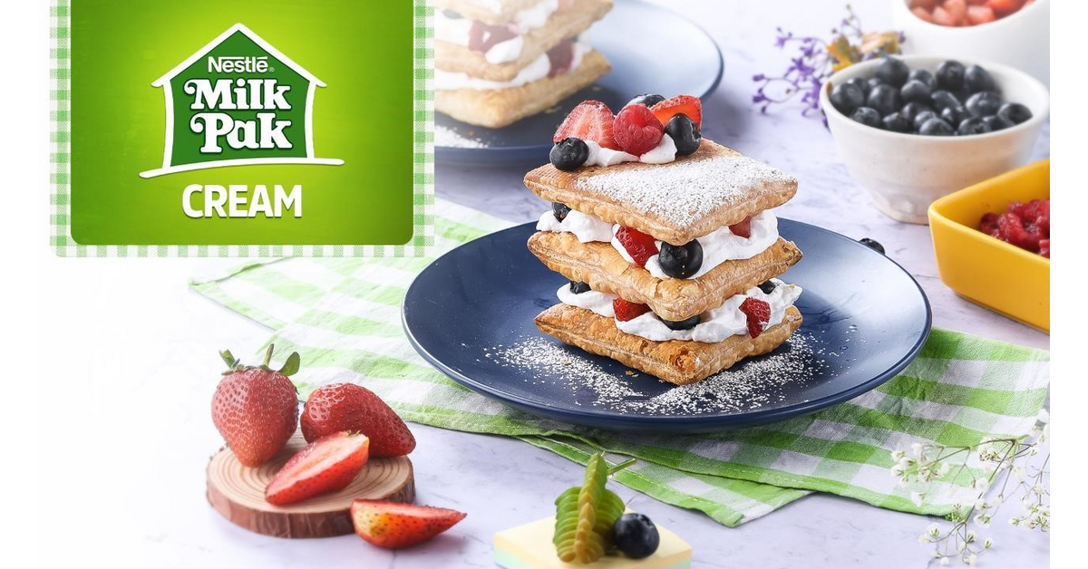 Napoleon with Whipped cream and Berries