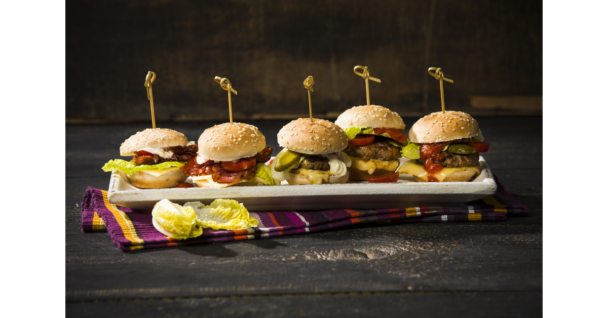 Mini burgers on sticks