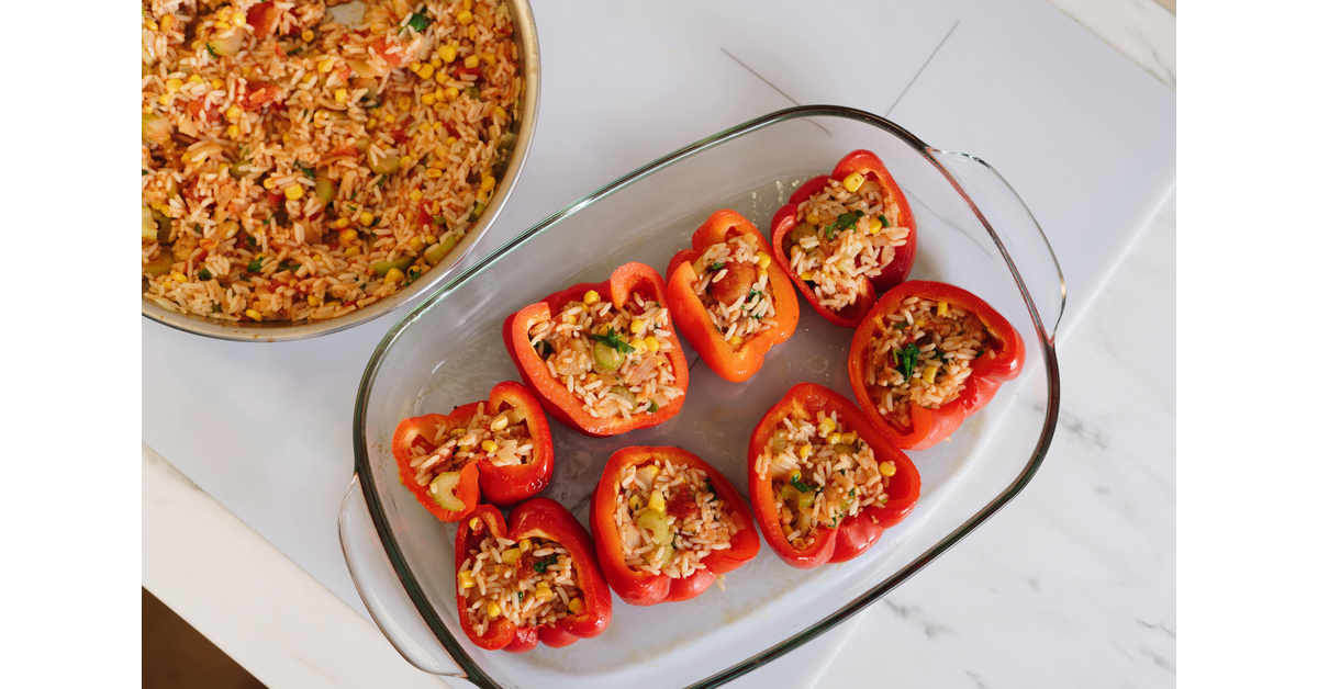 Stuffed Bell Peppers with Rice and Ground Chicken