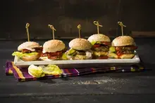 Mini burgers on sticks