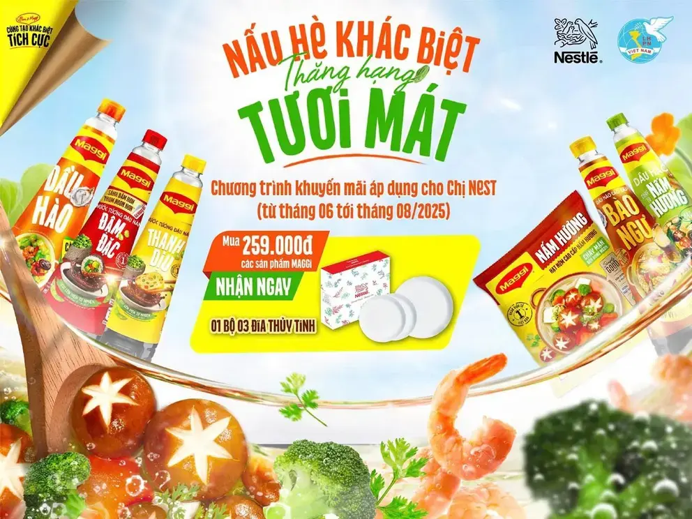 Mua 259.000 các sản phẩm MAGGI được tặng 01 bộ 3 dĩa thủy tinh.
